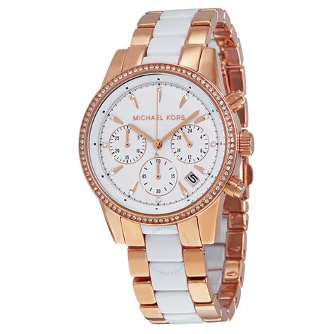 michael kors watches white rose|Michael Kors ritz chronograph.